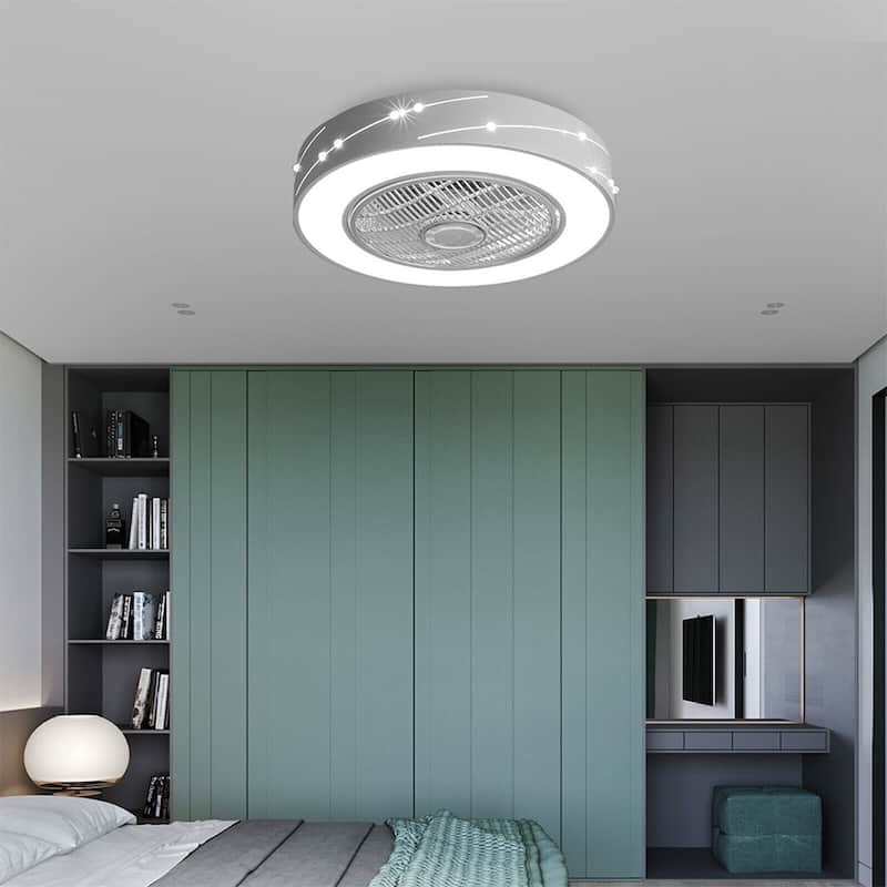 22" Acrylic Ceiling Fan Light Led Chandelier Adjustable Wind Speed 21